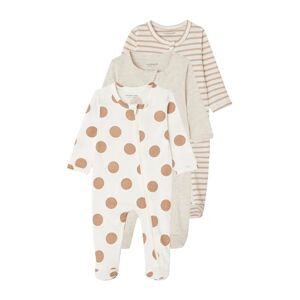 Vertbaudet Lot de 3 pyjamas bébé en jersey ouverture zippée BASICScappuccino6M(67CM) - Publicité