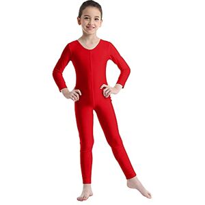 IEFIEL Unisexe Enfant Justaucorps Gymnastique Danse Fille Garçon Leotard Ballet Sport Yoga Salopette Combinaison Manches Longue Bodysuit 3-14 Ans Rouge 10-12 ans - Publicité