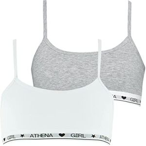 ATHENA Lot de 2 brassières Fille Coton Ultra Doux Girl by Taille : 14 Ans Couleur : Blanc-Gris chiné - Publicité