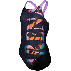 arena Girl's Prism Swimsuit V Back One Piece, Black-Lavanda, 10-11 Anni - Publicité