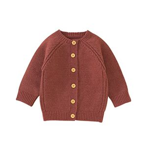 Momolaa Womens Sweater Cardigan Bébé fille garçon tricot Cardigan pull chaud pull hauts enfant en bas âge solide vêtements d'extérieur veste manteau tenue vêtements (Red, 0-3 Months) - Publicité