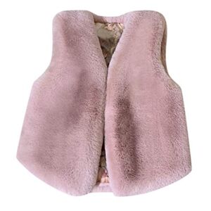 LootenKun Manteau BéBé Enfant Fille GarçOn Fourrure Hiver Chaud ÉPais Parka Mode Mignon sans Manche Veste Couleur Unie Polaire Gilet Coat 18 Mois-7 Ans (5 Ans, Rose) - Publicité