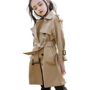 amropi Filles Trench-Coat Coton Automne Veste Single Breasted Trench Manteau (Kaki, 16-17 Ans) - Publicité