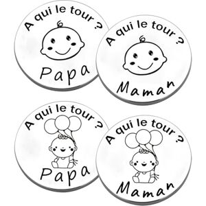 Xanewza 2 PCS Pièces de Décision en Acier Inoxydable, Cadeau Bébé Naissance, Cadeau pour Papa Maman, Cadeau Bapteme Fille Garçon, Pièce de Décision de Nouveaux Parents, Cadeaux Personnalisés pour BéBé - Publicité