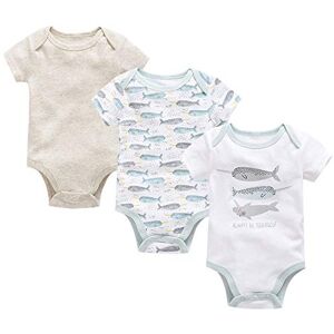 ACARYI Bébé Barboteuse 3 Pcs/set Été À Manches Courtes Vêtements Coton Licorne Nouveau-Né Bébé Filles Vêtements (B,6-9M) - Publicité