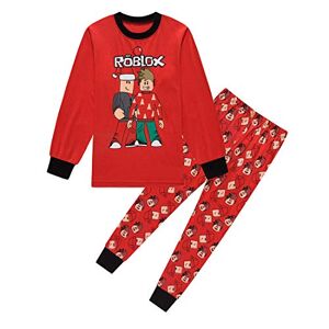 ALAMing Ensemble de pyjama pour garçon, pour l'hiver, l'automne, Noël, noir et rouge Rouge Medium - Publicité