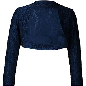 TiaoBug Fille Boléro Dentelle Cardigan Gilet Manches Longues Ouverte Châle Princesse Soirée Mariage Cérémonie Cape Demoiselle d'honneur Veste Manteau 4-14 Ans Bleu Marine 6 Ans - Publicité