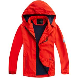 YoungSoul Manteaux Imperméables Garçon Coupe Vent Doublé Polaire Fille Veste de Pluie avec Capuche Amovible Noir Rouge 5-6 Ans/Taille M - Publicité