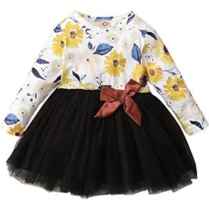 Momolaa Cardigan Pull Fille Avec Capuche Toddler Kids Girls Infant Floral Prints Long Sleeves Mesh Tulle Princess Dress (Black, 3-6 Months) - Publicité