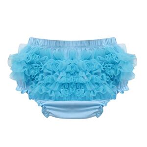 DELEY Bébés Filles Dentelle Solide Pettiskirt Ruffle Bloomers Slips Culottes Nappy Couvre-Couches Bleu M - Publicité