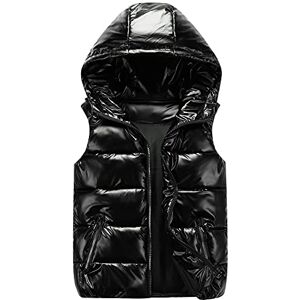 AIEOE Enfants Doudoune sans Manche Doudoune Gilet à Capuche Manteaux sans Manches Fille Garçon Vêtements d'automne et d'hiver Léger Chaud Imperméable Noir 13-14 ans - Publicité