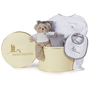 BebeDeParis Coffret cadeau bébé en boîte Vintage Classique Essentiel avec petit Ours -gris- set cadeau nouveau-né-coffret cadeau naissance coffret vêtement bébé bouquet de layette -bouquet de naissance - Publicité