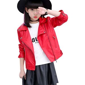 SXSHUN Veste en Simili Cuir Fille Enfant Blouson Printemps Automne Manteau Courte Demi Saison Coupe-Vent Zippée Blazar Jacket, Rouge, 11-12 Ans(Hauteur recommandée: 150cm) - Publicité