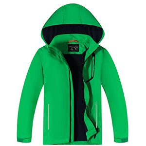 YoungSoul Manteaux Imperméables Garçon Coupe Vent Doublé Polaire Fille Veste de Pluie avec Capuche Amovible Vert 5-6 Ans/Taille M - Publicité