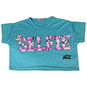 A2Z 4 Kids Enfants Filles Crop Top Designer Branché Floss Crop Top Selfie Splash Turquoise 11-1 - Publicité