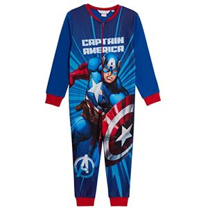 Marvel Captain America Pyjama en polaire pour garçon avec fermeture éclair, bleu, 4 ans - Publicité