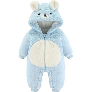 FEOYA Combinaison Garcon Pyjama Bébé Naissance Manteau de Neige en Coton Chau Vetement En Bas Âge Animal Grenouillères à Capuche Fille Hiver Bleu 3-6 Mois - Publicité