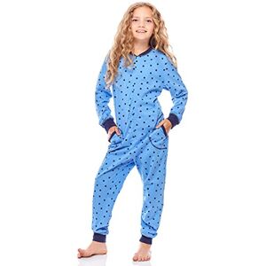 Merry Style Combinaison Pyjama Grenouillère Manche Longue Pantalon Vêtement d'Intérieur Fille MS10-186 (Bleu Points Marin, 122-128) - Publicité