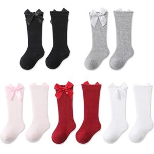 ZKGYUS 5 Paires Chaussettes Hautes Fille, 1 À 3 Ans Chaussettes Chaudes Fille, Chaussette Equitation Fille, Jambiere Enfant, Guetre Enfant Fille, 5 Couleurs - Publicité