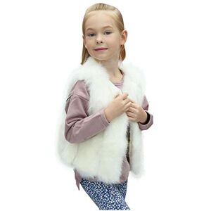 LootenKun Manteau BéBé Enfant Fille GarçOn Fourrure Hiver Chaud ÉPais Parka Mode Mignon sans Manche Veste Couleur Unie Polaire Gilet Coat 18 Mois-7 Ans (7 Ans, Blanc_B) - Publicité