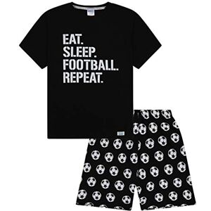 The PyjamaFactory Pyjama court en coton pour garçon Eat Sleep Football Repeat Noir 11 ans - Publicité