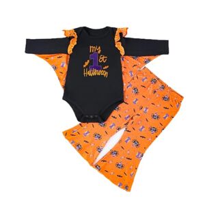 xuntao Deguisement Halloween Bebe Fille, Manches Longues Barboteuse + Pantalons Orange 9-12 mois - Publicité