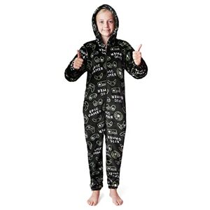 CityComfort Combinaison Pyjama Enfant, Grenouillère Surpyjama en Polaire, Combi Pyjama Enfant Garcon Fille Ado Gamer, Onesie Tout Doux Pilou Pilou 7-14 Ans (Noir, 11-12 Ans) - Publicité