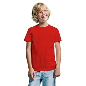 KINKIES T-shirt manches courtes 100% coton pour garçons et filles T-shirt 180 g/m Durable éternellement, confortable, doux et élégant, rouge, 12 ans - Publicité