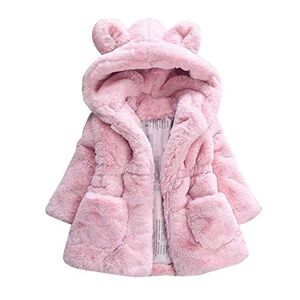 Susenstone Unisexe Manteau Fille Garcon Fausse Fourrure à Capuche Cartoon Mignon à La Mode Hiver Chaud éPais Hooded Blouson En Coton 12 Mois 6 Ans (6-12 mois(Taille:90CM), Rose) - Publicité