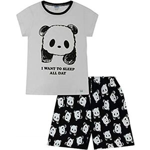 ThePyjamaFactory the pyjamafactory Pyjama court pour filles I Want to Sleep All Day Panda noir et blanc 7-16 ans (7-8 ans), blanc, 7 ans - Publicité