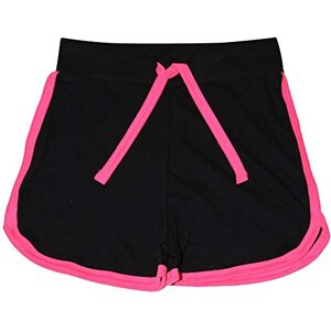 A2Z 4 Kids Short 100 % coton, pour la gym, la danse, le sport, la course à pied, tendance, idéal en été, âge : 5, 6, 7, 8, 9, 10, 11, 12, 13 ans, Noir et rose fluo., 11-12 ans - Publicité