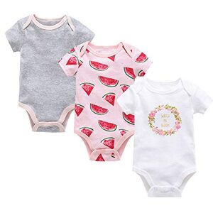 ACARYI Bébé Barboteuse 3 Pcs/set Été À Manches Courtes Vêtements Coton Licorne Nouveau-Né Bébé Filles Vêtements (E,6-9M) - Publicité