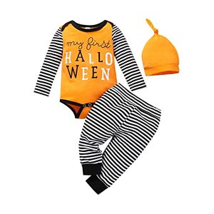 Momolaa Combinaison Windsurf Garçons tenues dessin animé Halloween infantile bébé filles ensemble barboteuse + pantalon + chapeau garçons barboteuse et combinaison (Yellow, 9-12 Months) - Publicité