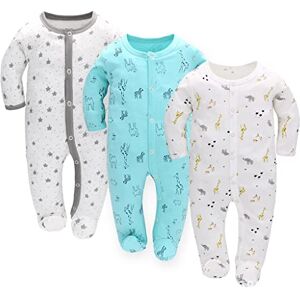 BRONG 3 Pièces Bébé Grenouillères Pyjama Garçons Filles Coton Combinaisons et Barboteuses Ensemble Manches Longues Unisexe Onesie 3-6 Mois - Publicité