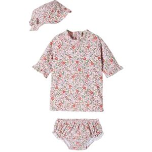 VERTBAUDET Ensemble de Bain Anti-UV T-Shirt + Culotte + bob bébé Fille Rose 24M(86CM) - Publicité