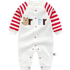 JiAmy BéBé Coton Barboteuse Combinaison GarçOns Filles Manches Longues Pyjama Nouveau NéE Dessin Animé Impression GrenouillèRe (Blanc + Rouge, 66) - Publicité