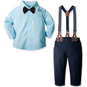 Yilaku Bébés Garçons Gentleman Costumes de Mariage Chemises Pantalon Longue Cravate 4pcs Vêtements Ensembles Vêtement de Pâques,Bleu Ciel,70 - Publicité