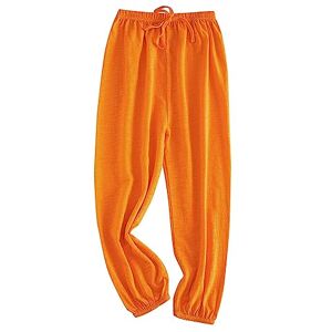 Hxiaen Pantalon long élastique pour enfant bébé fille garçon Pantalon long élastique Pantalon bouffant décontracté Jogger Sport Danse Pantalons enfants, Orange, 8-9 ans - Publicité