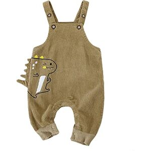 Volunboy Bébé Unisexe Dinosaure Salopette, Enfant Velours Côtelé Réglable Combinaison Pantalon(Marron,2-3 ans,Taille 95) - Publicité