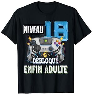 jeux video cadeau 18 ans garçon Anniversaire gamer Cadeau 18 ans anniversaire garçon fille gamer jeux video T-Shirt - Publicité