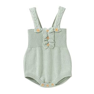 Nouveau-né Infantile bébé Tricot Barboteuse Coton sans Manches Sangle garçon Fille Solide Pull vêtements bébé Combinaison Combinaisons Pyjama - Publicité