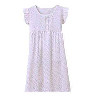Allmeingeld Chemise de Nuit Pyjama pour Fille 5ans Printemp à Manches Courtes en Dentelle Cœur Blanc - Publicité