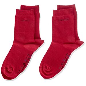 Esprit Foot Logo 2-Pack K SO coton unies lot de 2 paires, Chaussettes Mixte enfant, Rose (Red Pepper 8074), 31-34 - Publicité