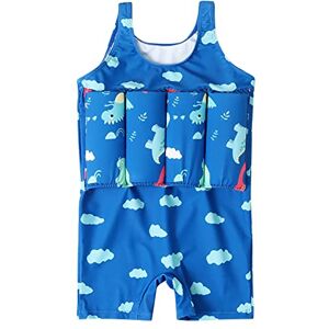 IWEMEK Maillot de Bain Bouée Bébé Fille Garçon Combinaison Flottante Gilet Flottant Piscine Enfant Maillot de Natation Réglable Une Pièce Costume de Natation Été pour Débutant Bleu Dinosaure 2-3 Ans - Publicité