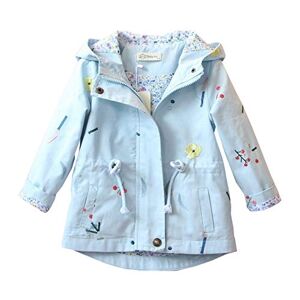 Amur Leopard Veste Enfant Fille Trench-coat Blouson Parka Enfant Imprimé Manteau Mi-saison avec Cordon de Serrage à Taille pour Printemps Automne, Bleu, 130/7-8 Ans - Publicité