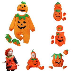 Nouveau née Ensemble Bébé garçon Fille Animal Barboteuse Costume Déguisement Enfant Combinaison Pyjama Halloween Bebe Citrouille Cosplay Costume Barboteuse Combinaisons (01 Orange, 12-18 mois) - Publicité