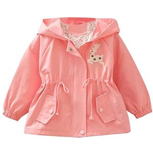 Amur Leopard Manteau Enfant Fille Veste Brodée à Capuche Blouson Coupe-vent avec Cordon de Serrage Trench-coat pour Printemps Automne, Rose, 100/2-3 Ans - Publicité