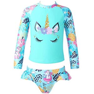 ranrann Enfant Fille Maillot de Bain 2 Pièces Anti UV Protection Solaire T-Shirt Manches Longues et Short de Bain 3-16 Ans Type A Turquoise 3-4 Ans - Publicité