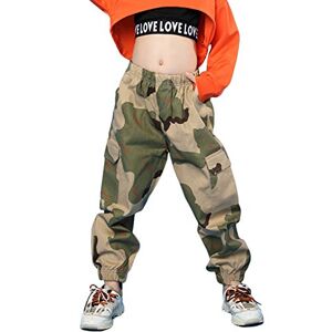 Rolanko Pantalon Cargo Enfant Fille Pantalon de Jogging pour Filles Hip Hop Street Dancewear Costume 4-15 Ans(Camouflage,13-15 ans/170) - Publicité