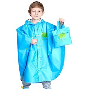 ChinyRoza Poncho Pluie Imperméable Enfant Cape de Pluie Garçon Pliable avec Sac, Bleu L/105-120cm - Publicité